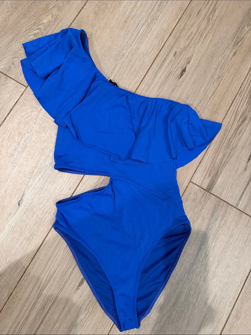 One-Shoulder Ruffle One-Piece Swimsuit - Royal Blue